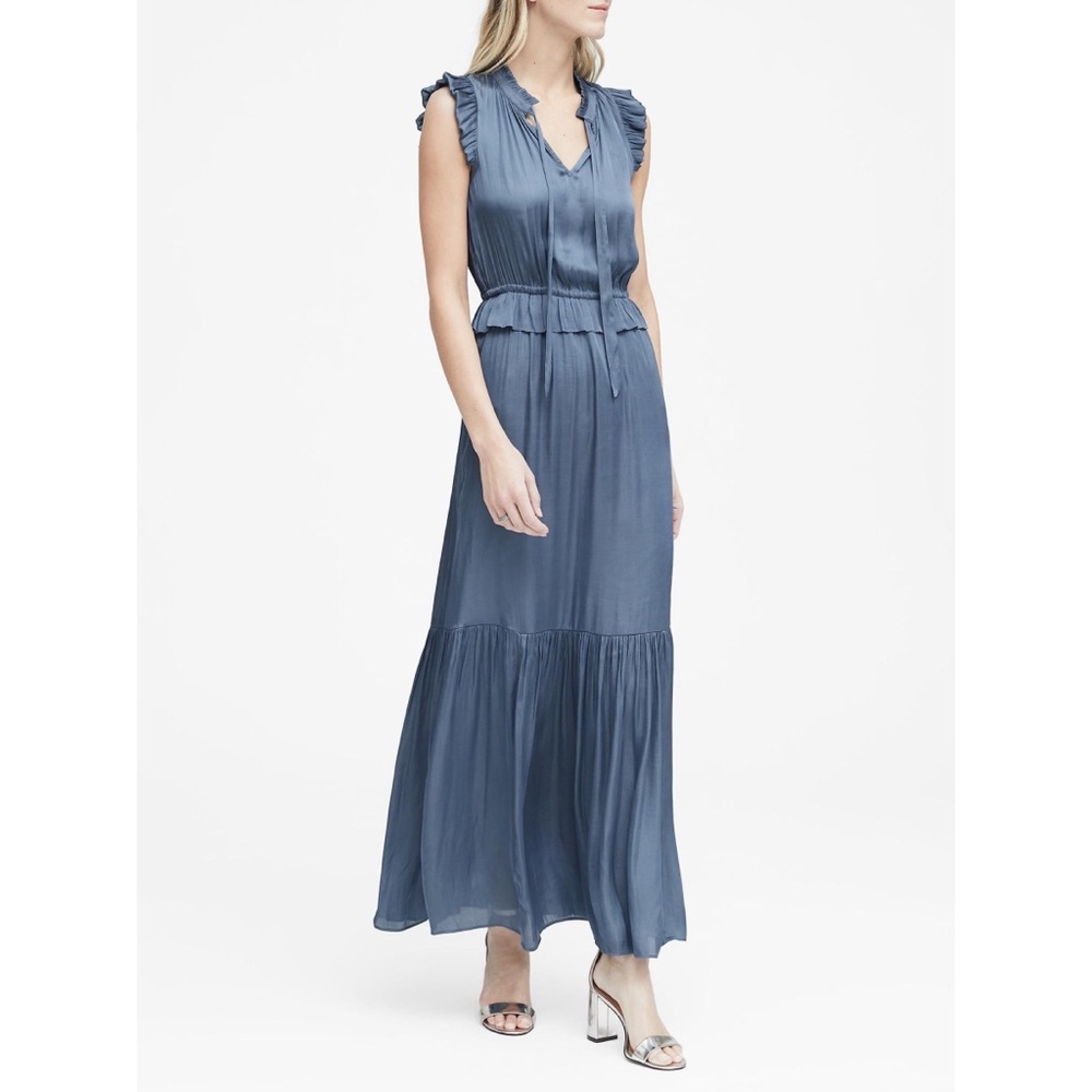 Banana Republic blue satin maxi dress